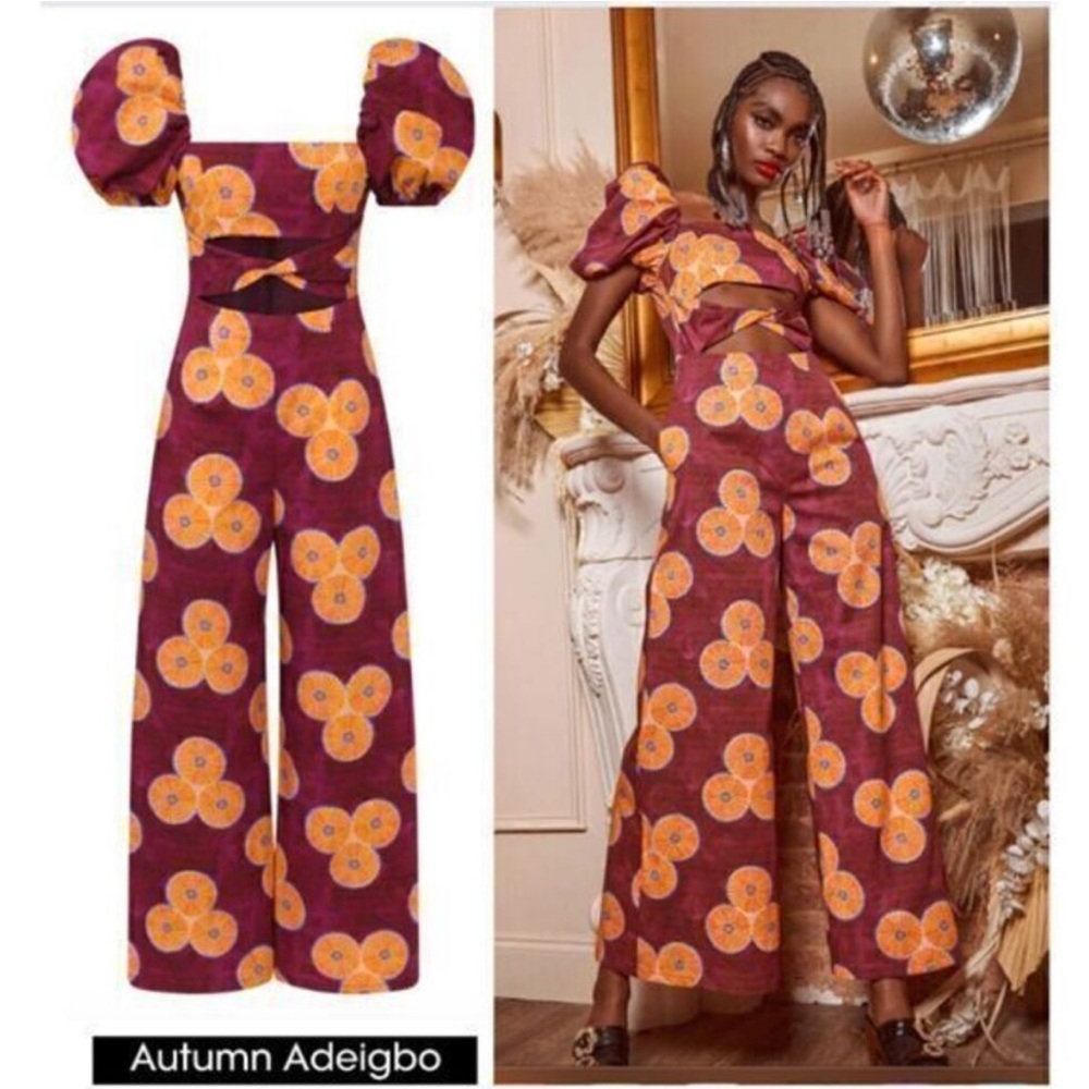 Autumn Adeigbo Sz 12 Women's Burgundy Jumpsuit